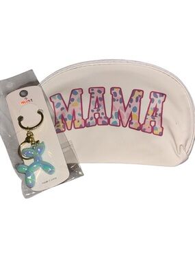 Mama cream Cosmetic Bag Balloon Dog Keychain Gift Set Makeup Pouch NWT